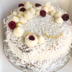 Lemon Raspberry Lamington Celebration Cake - small also vegan option